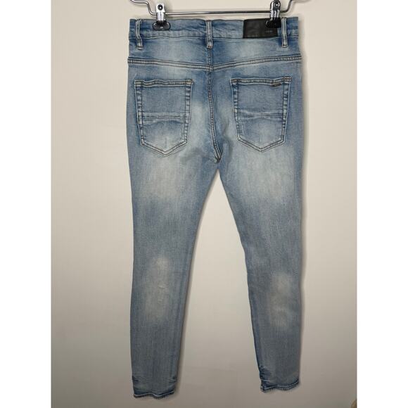 Amiri Cotton Blend High Waisted Distressed Denim Skinny Jeans Blue Womens 30 - Picture 8 of 11